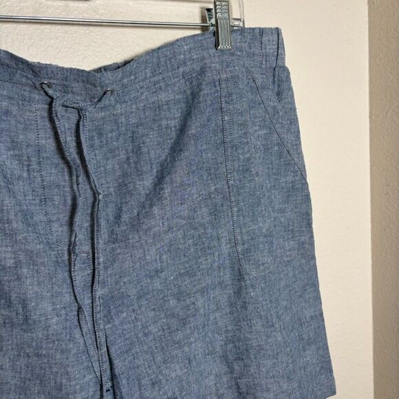 Talbots Shorts Women's 16 Blue Casual Drawstring Linen Blend 7" Inseam - Picture 3 of 9